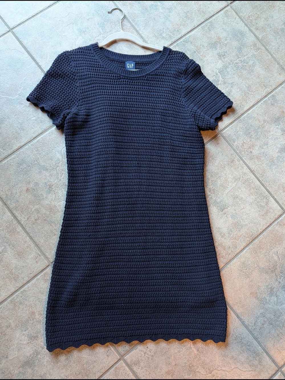 GAP Navy Crochet Short Sleeve Mini Dress